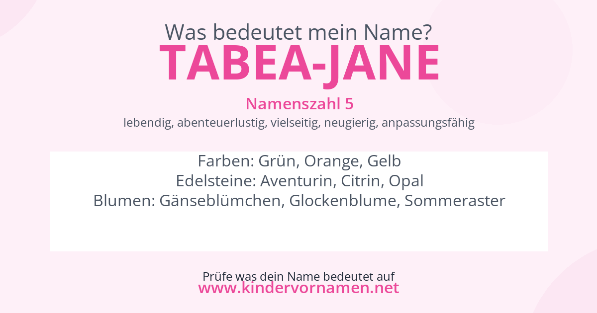 Was bedeutet der Name Tabea-Jane?