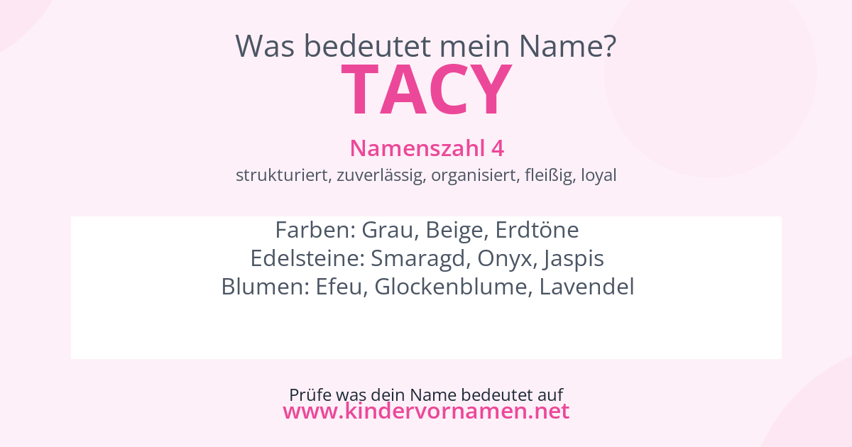 Was bedeutet der Name Tacy?