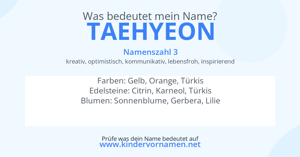Was bedeutet der Name Taehyeon?