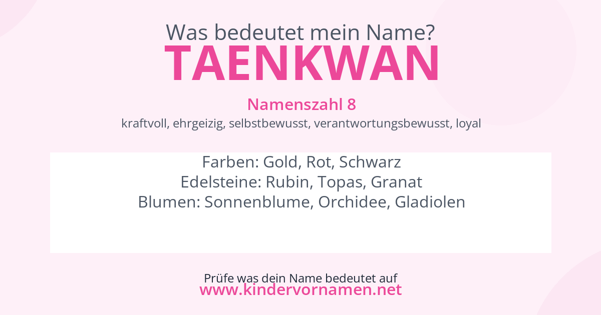 Was bedeutet der Name Taenkwan?