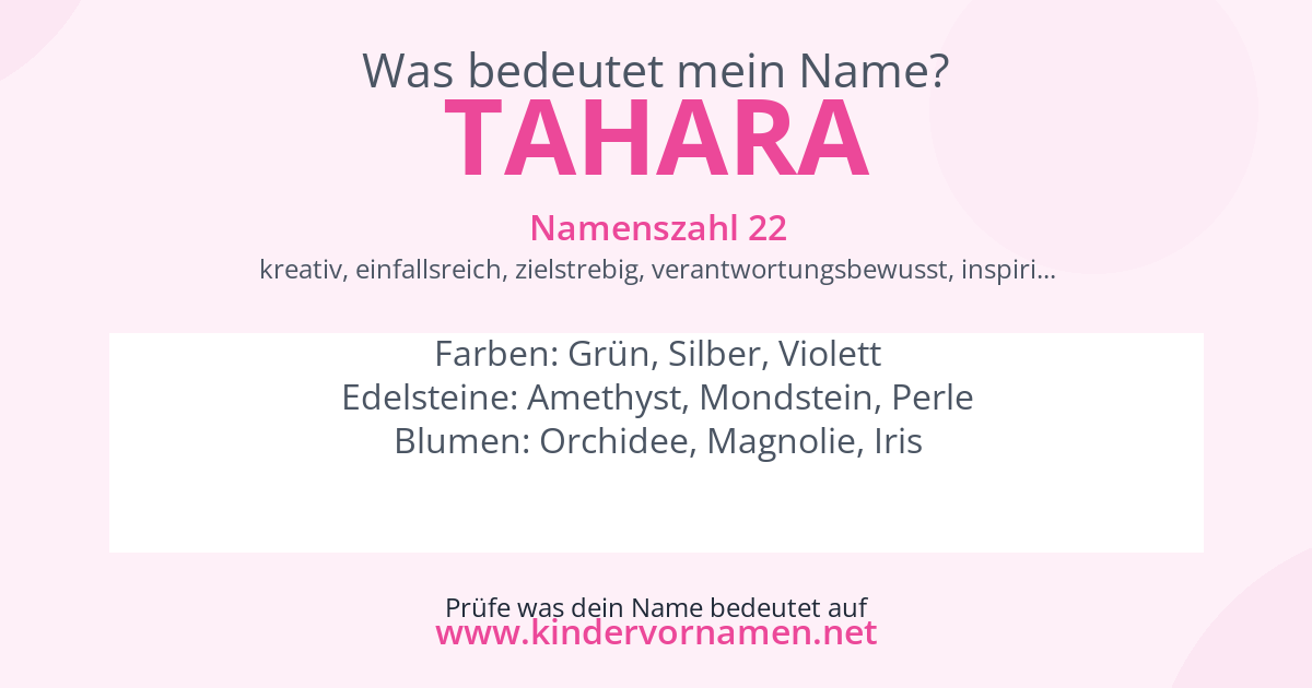 Was bedeutet der Name Tahara?