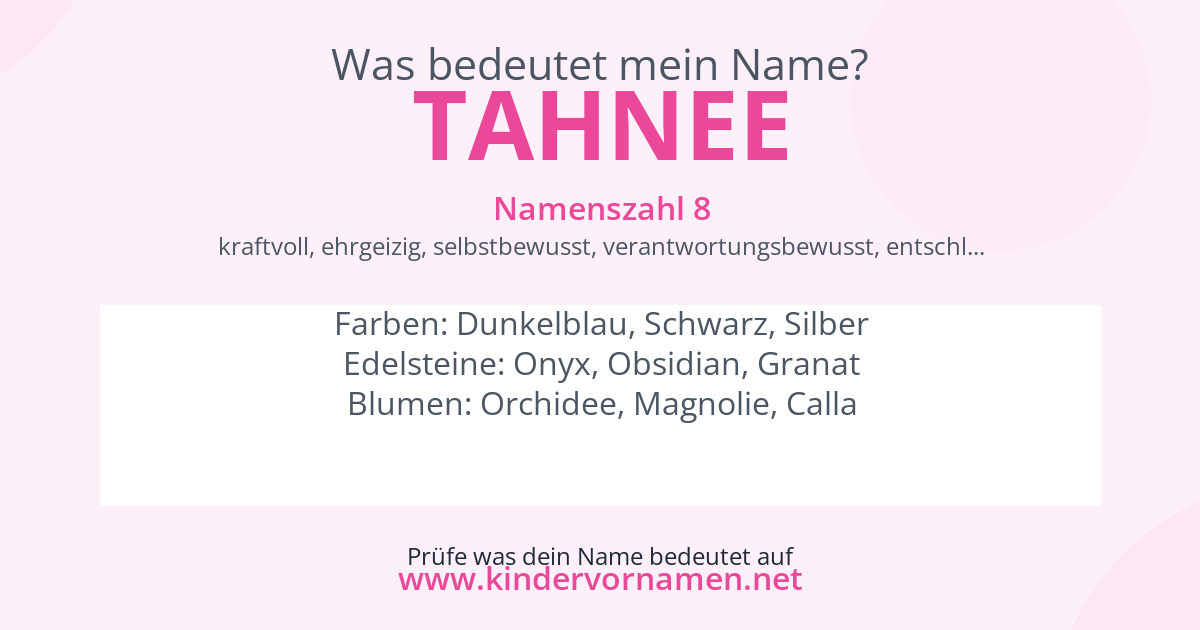 Was bedeutet der Name Tahnee?