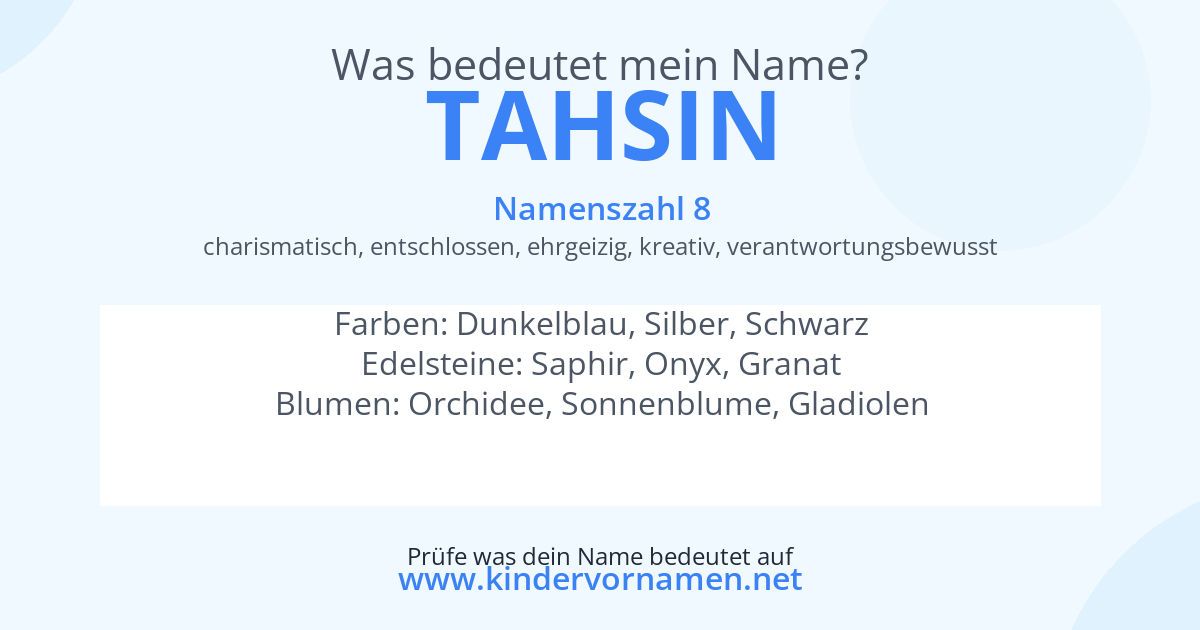 Was bedeutet der Name Tahsin?