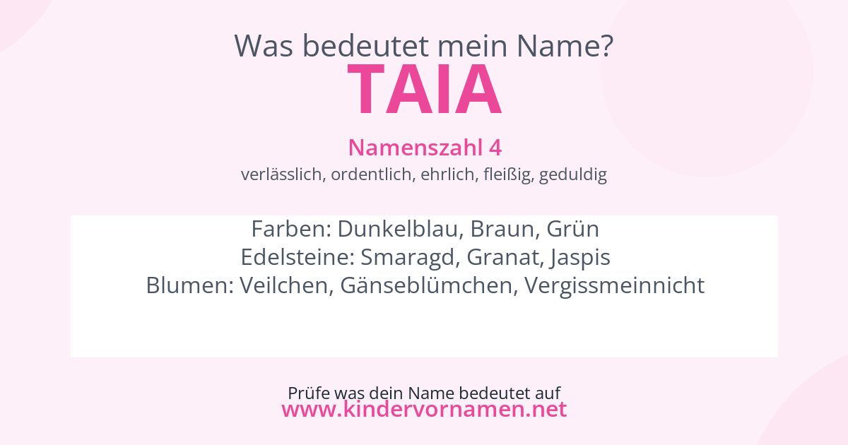 Was bedeutet der Name Taia?