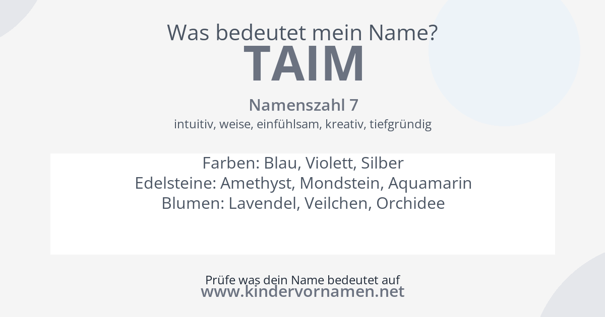 Was bedeutet der Name Taim?
