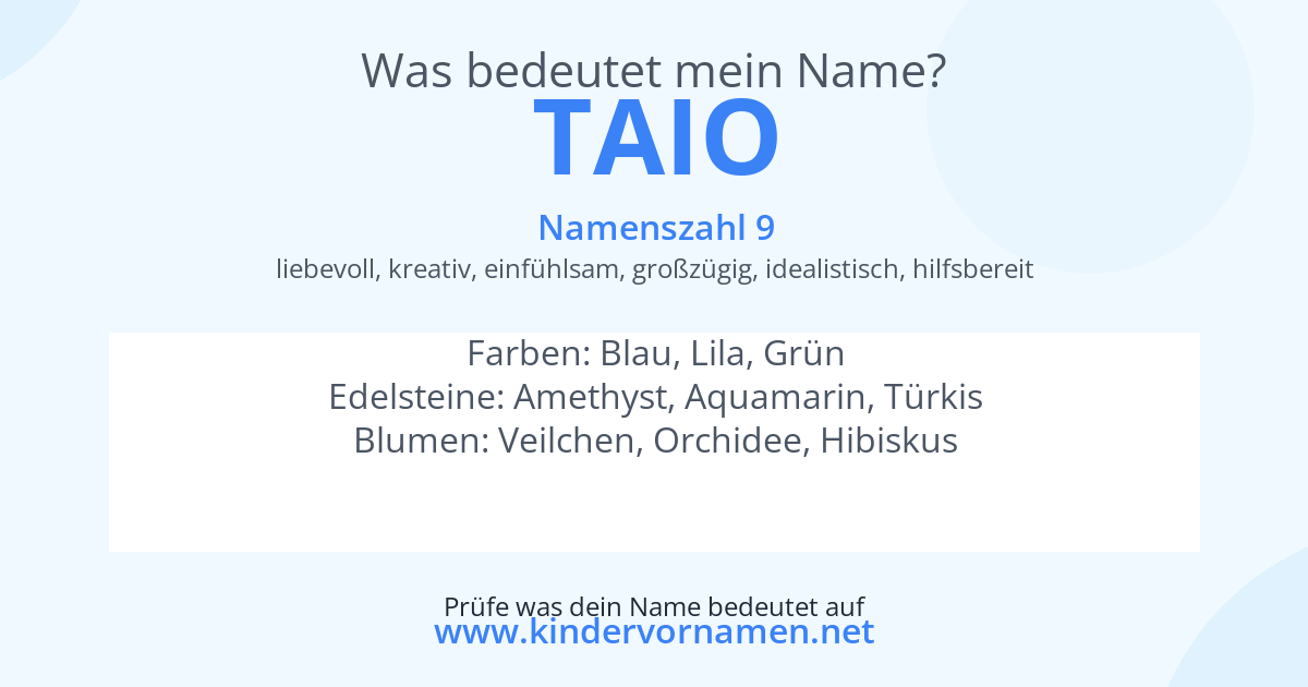 Was bedeutet der Name Taio?