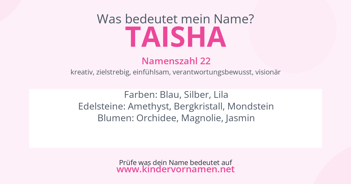 Was bedeutet der Name Taisha?
