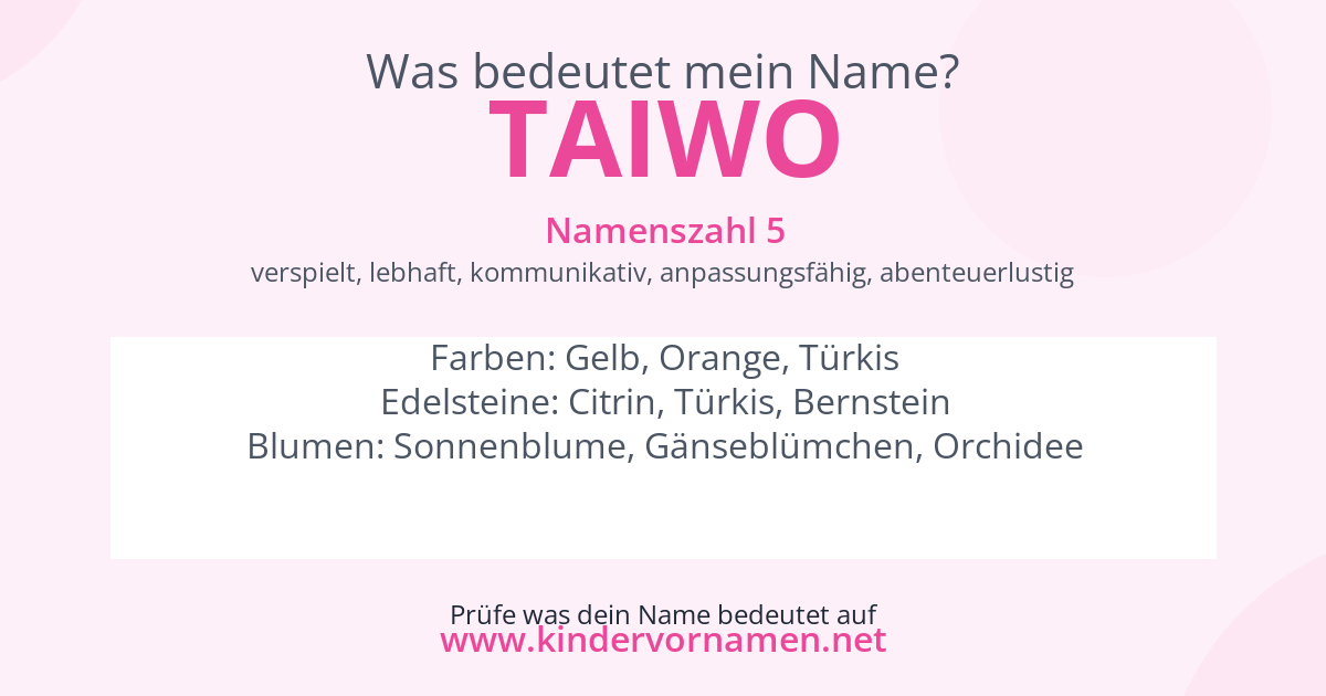 Was bedeutet der Name Taiwo?