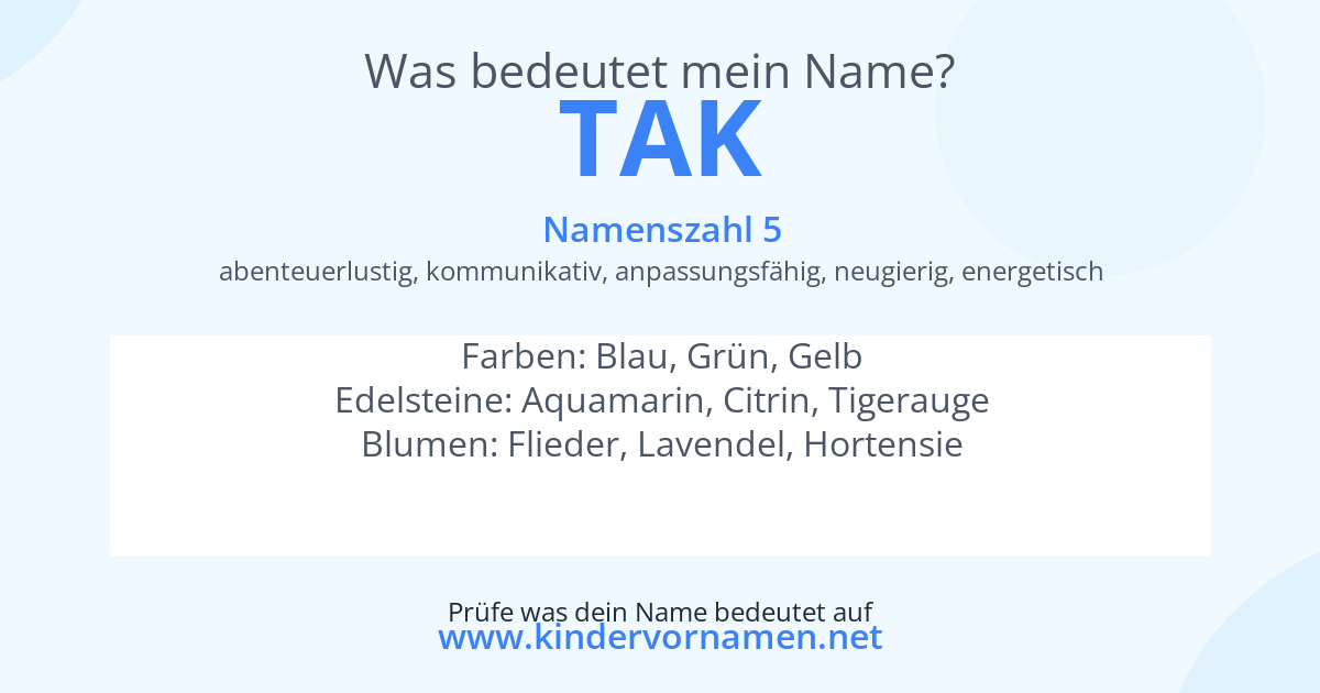 Was bedeutet der Name Tak?