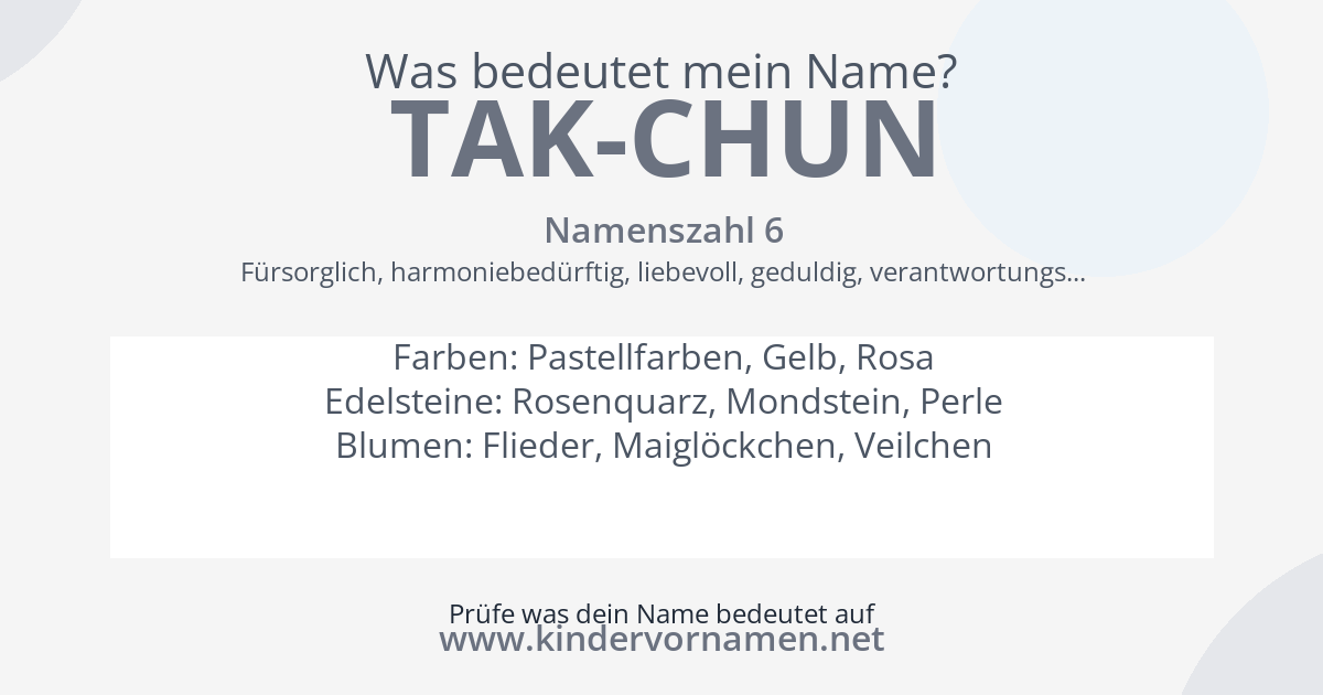 Was bedeutet der Name Tak-Chun?