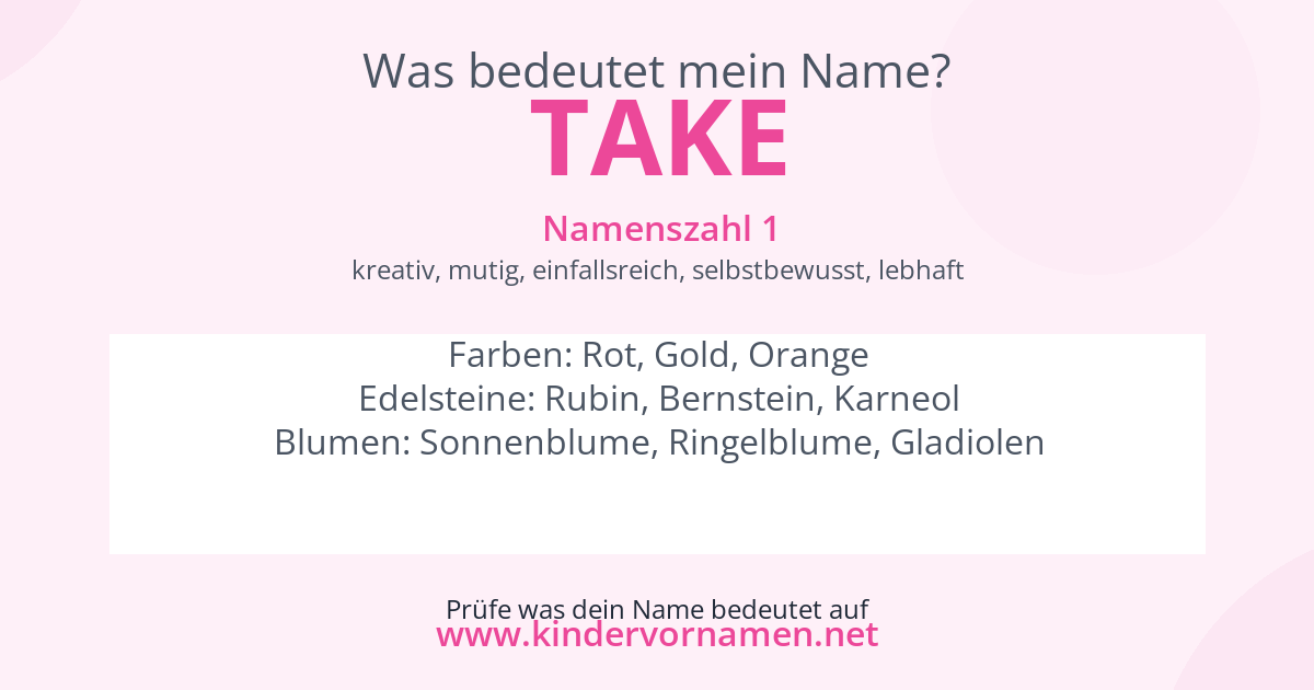 Was bedeutet der Name Take?