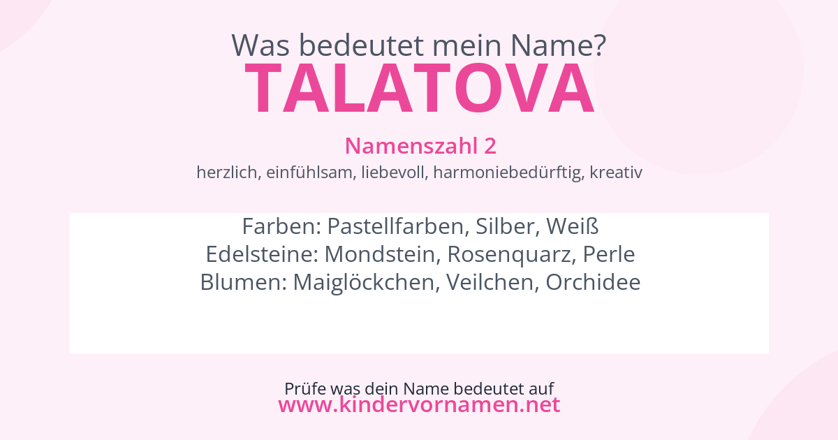 Was bedeutet der Name Talatova?