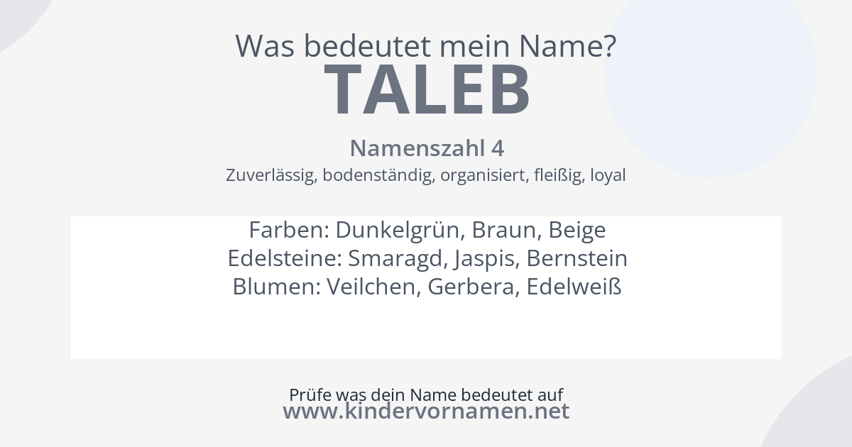 Was bedeutet der Name Taleb?