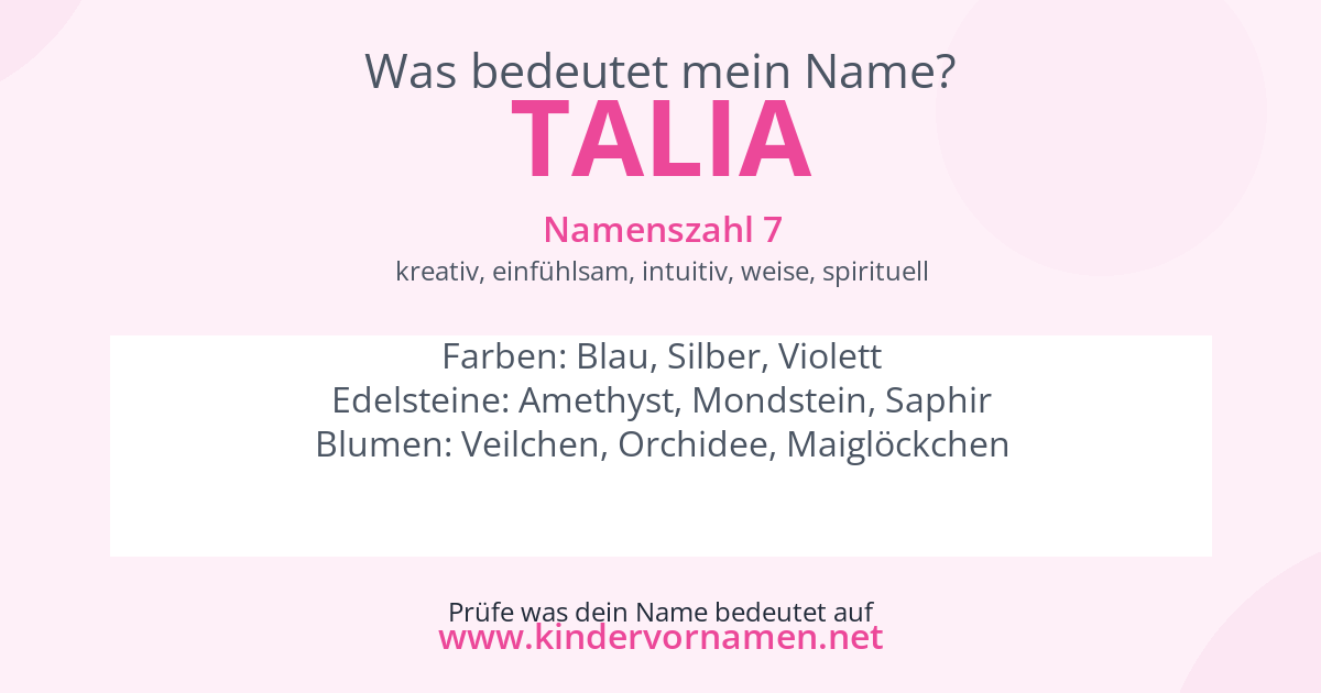 Was bedeutet der Name Talia?