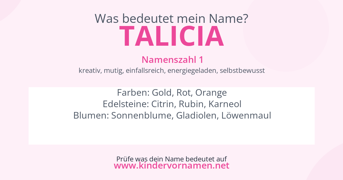 Was bedeutet der Name Talicia?
