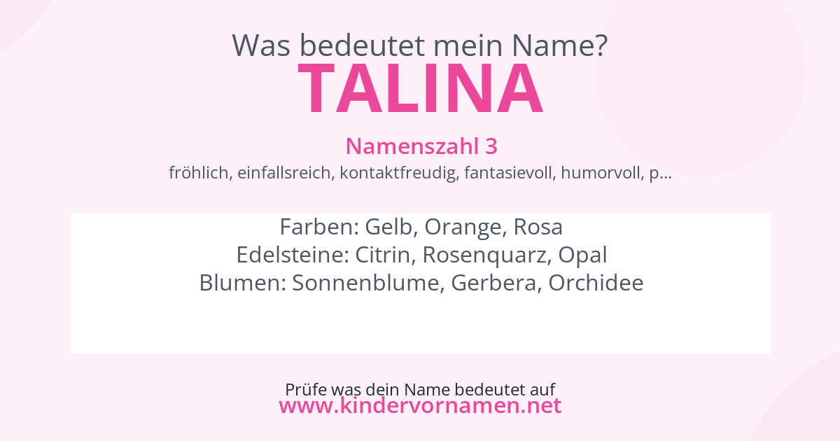 Was bedeutet der Name Talina?