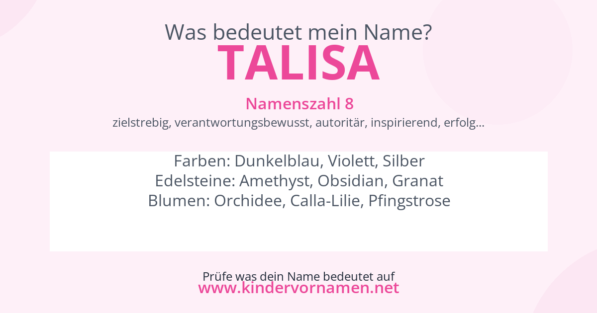 Was bedeutet der Name Talisa?