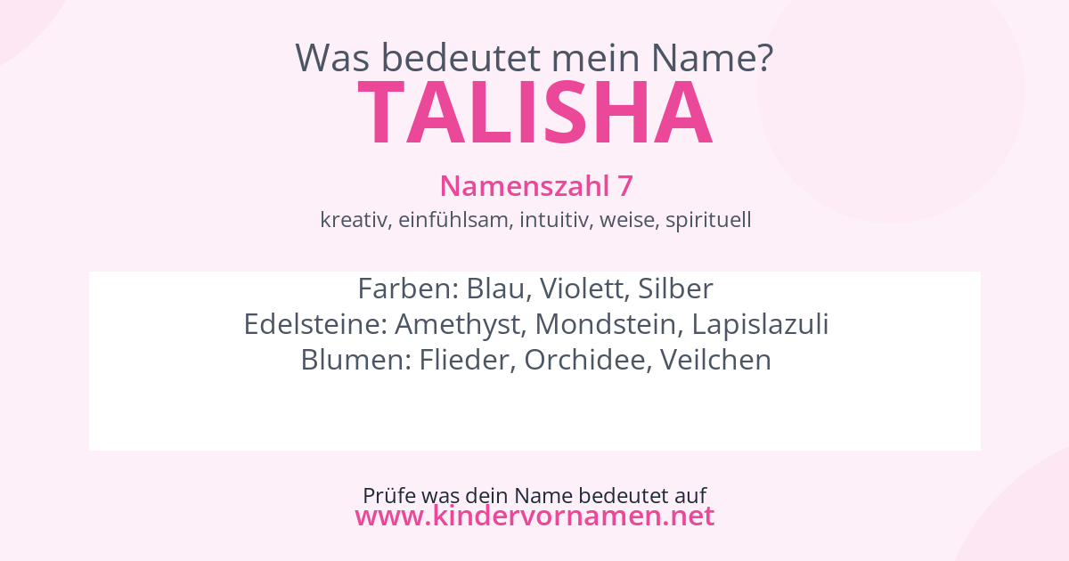 Was bedeutet der Name Talisha?