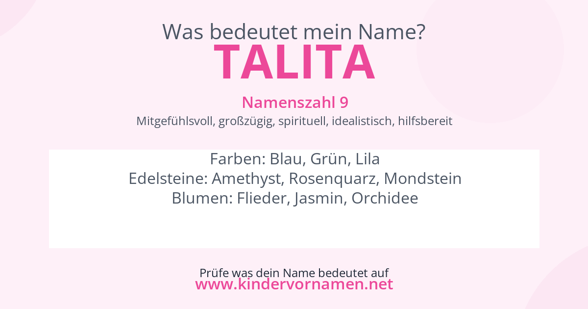Was bedeutet der Name Talita?