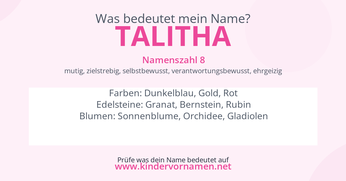 Was bedeutet der Name Talitha?