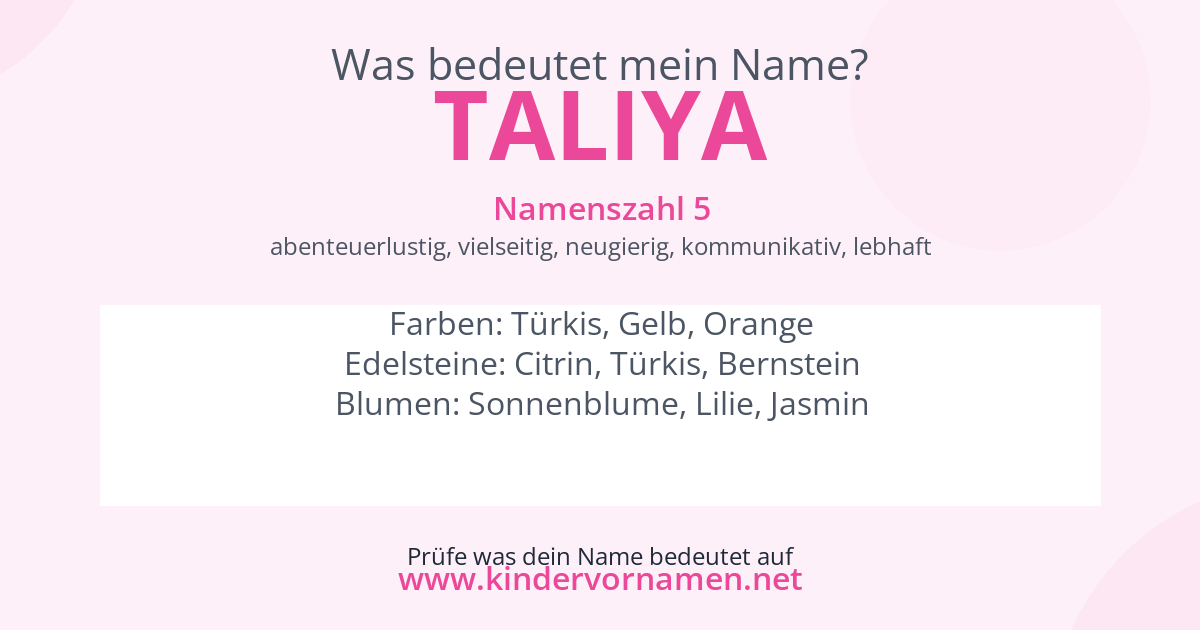 Was bedeutet der Name Taliya?