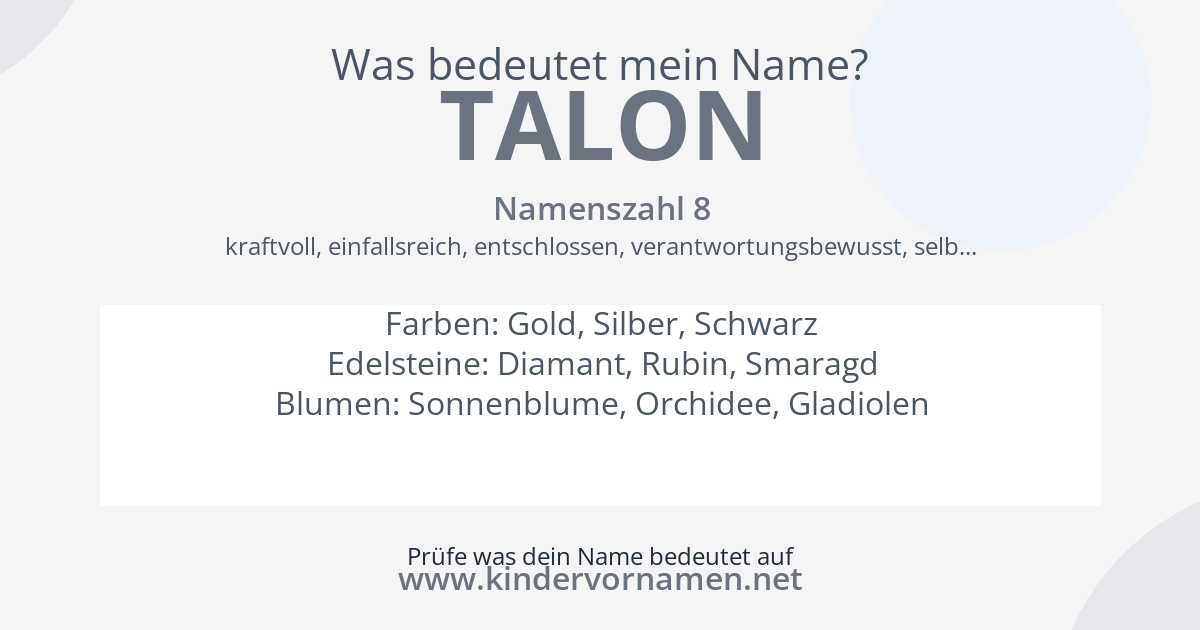 Was bedeutet der Name Talon?