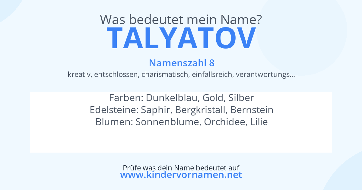 Was bedeutet der Name Talyatov?