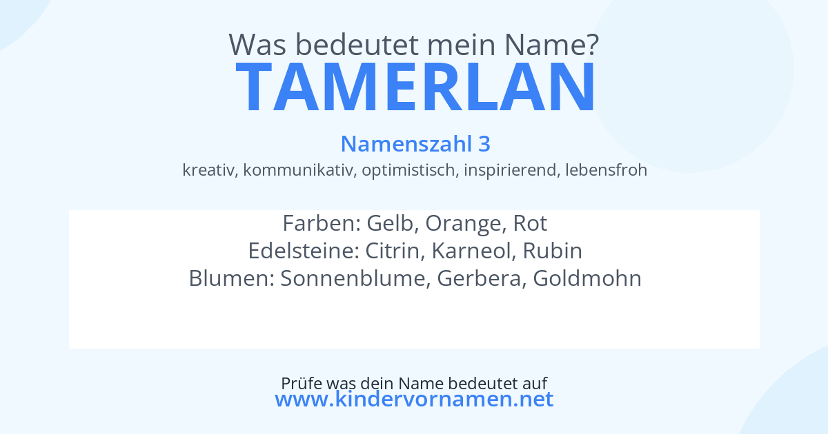 Was bedeutet der Name Tamerlan?