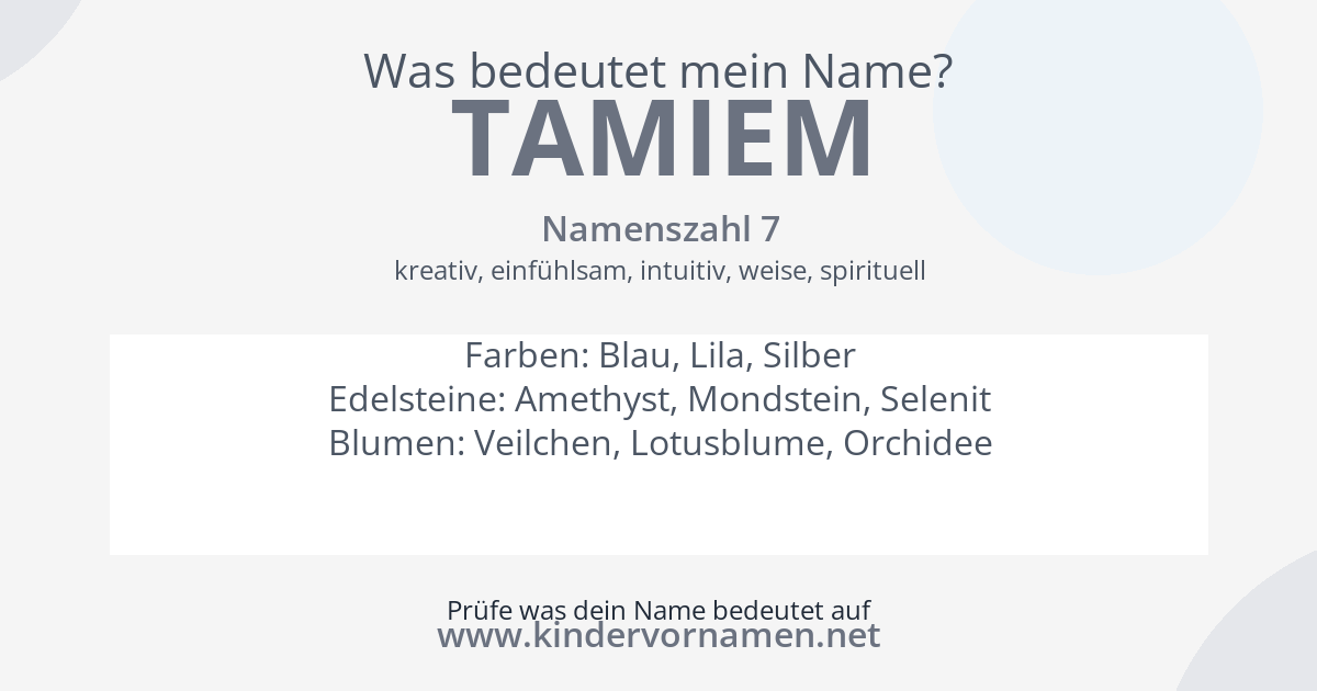 Was bedeutet der Name Tamiem?