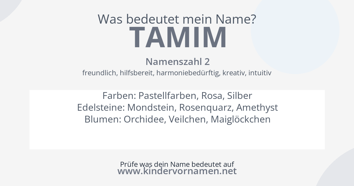 Was bedeutet der Name Tamim?
