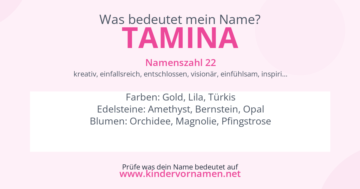 Was bedeutet der Name Tamina?
