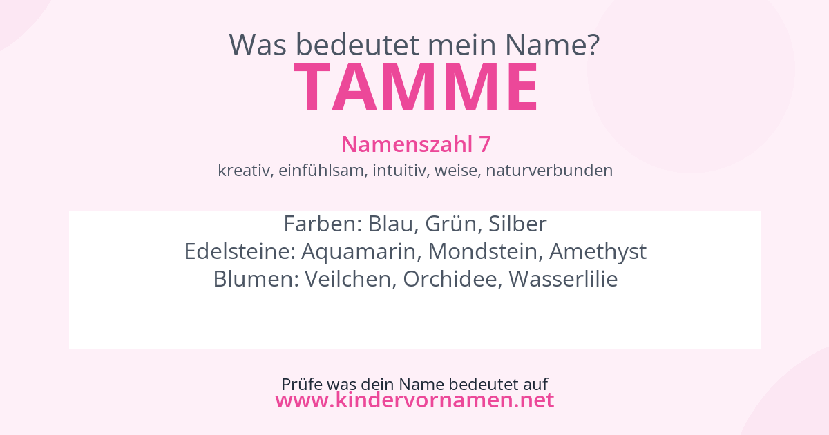 Was bedeutet der Name Tamme?
