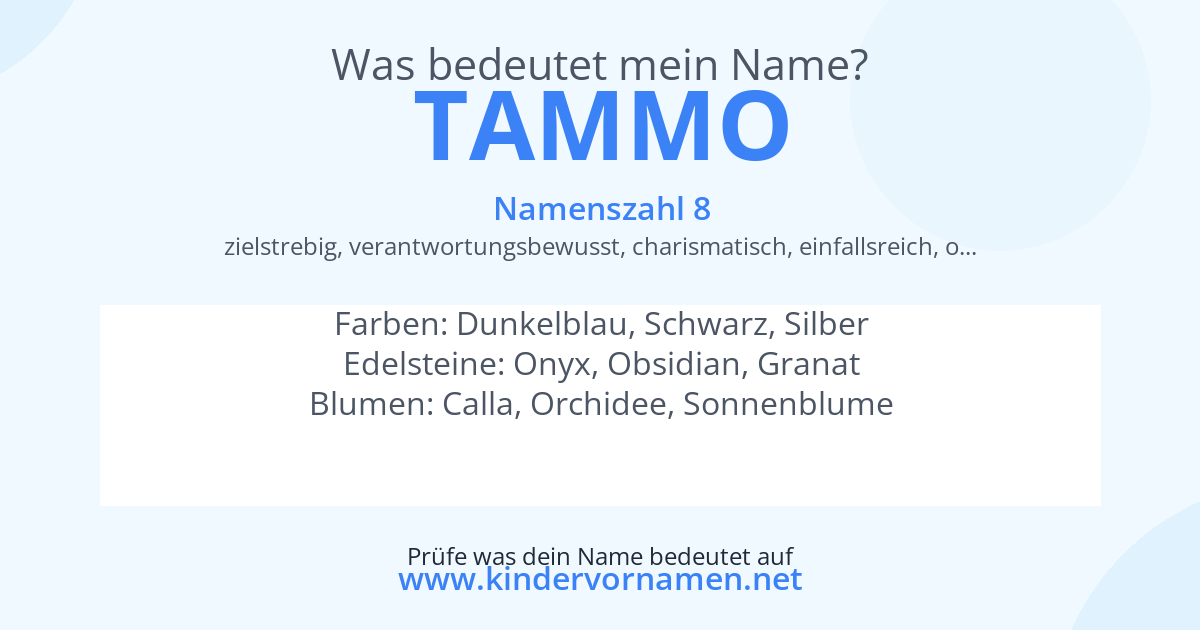 Was bedeutet der Name Tammo?