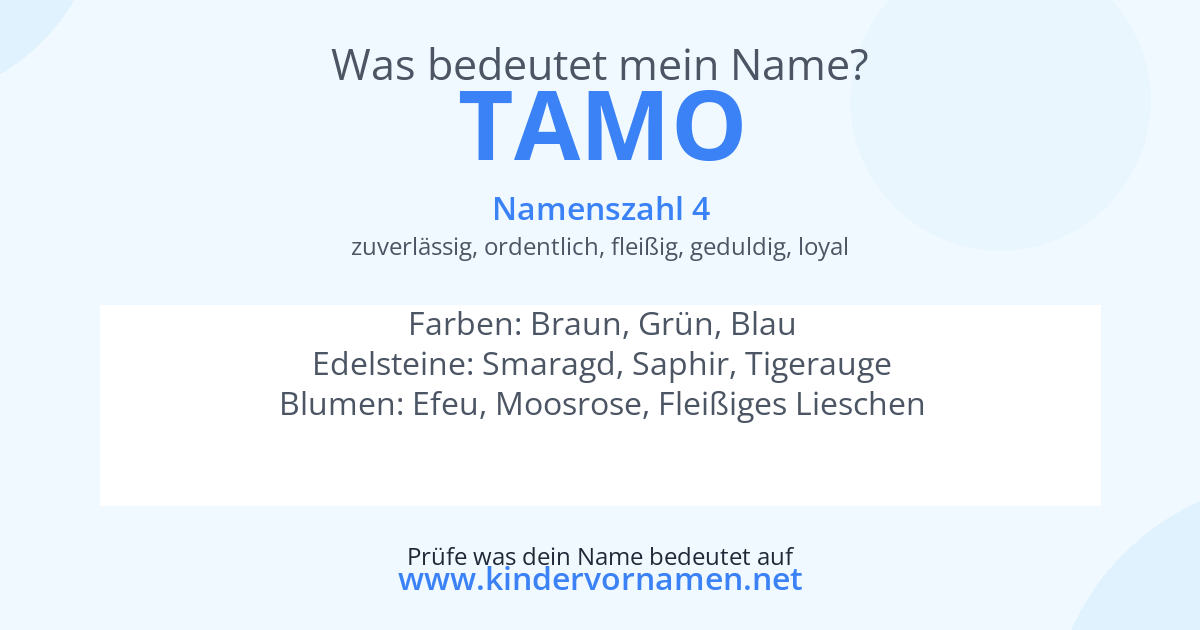 Was bedeutet der Name Tamo?