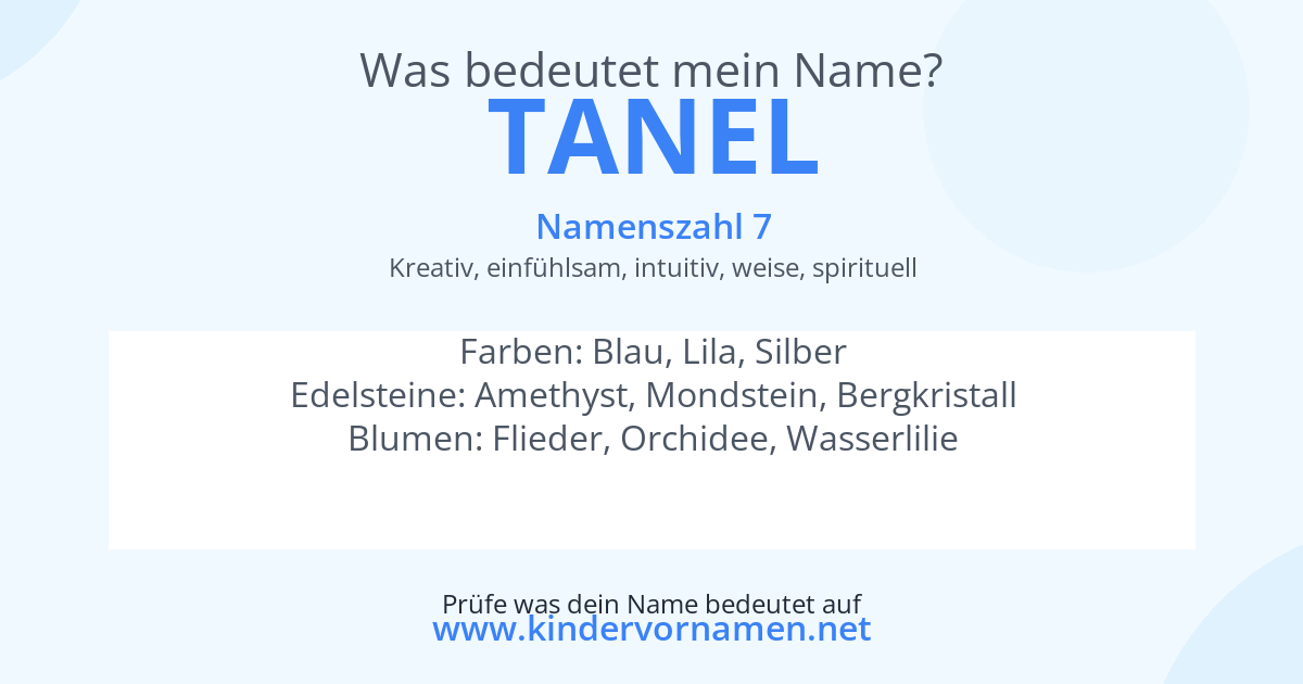 Was bedeutet der Name Tanel?