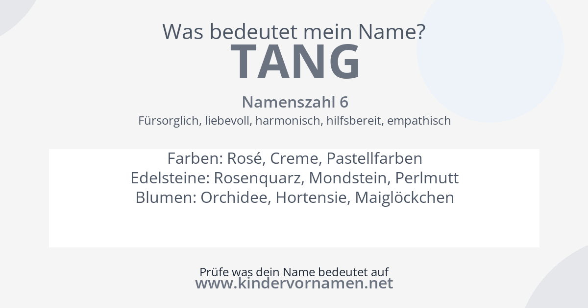 Was bedeutet der Name Tang?