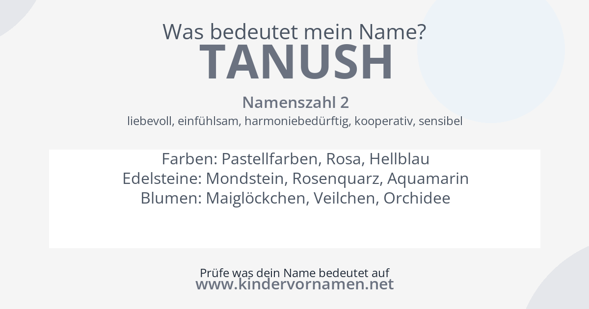 Was bedeutet der Name Tanush?