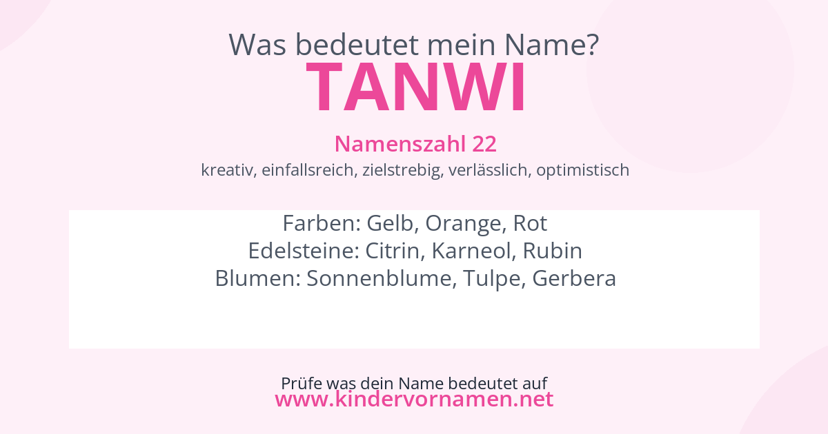 Was bedeutet der Name Tanwi?
