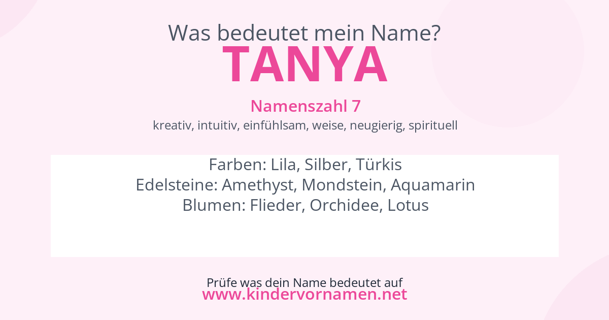 Was bedeutet der Name Tanya?