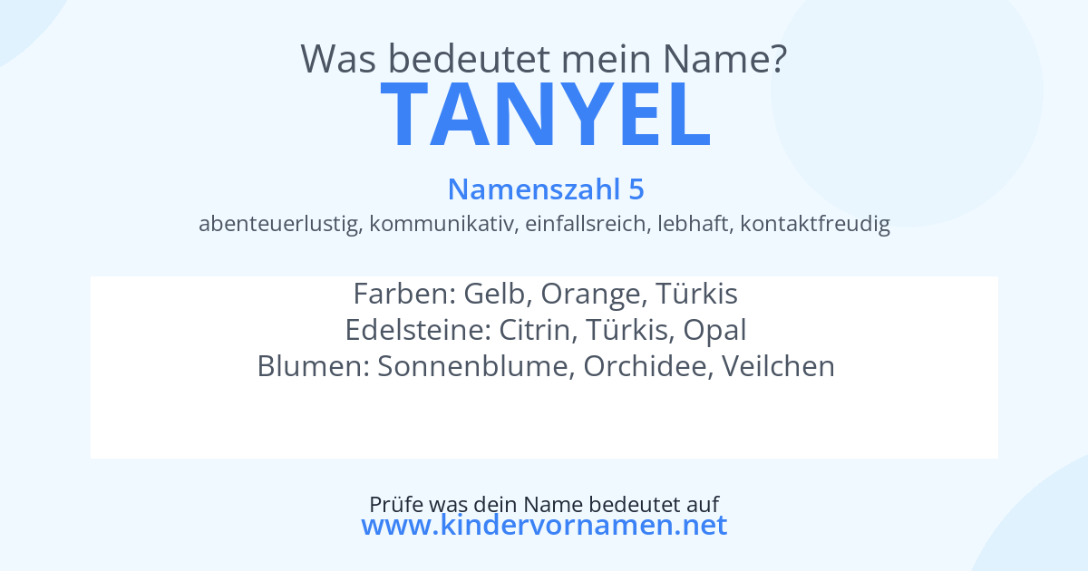 Was bedeutet der Name Tanyel?