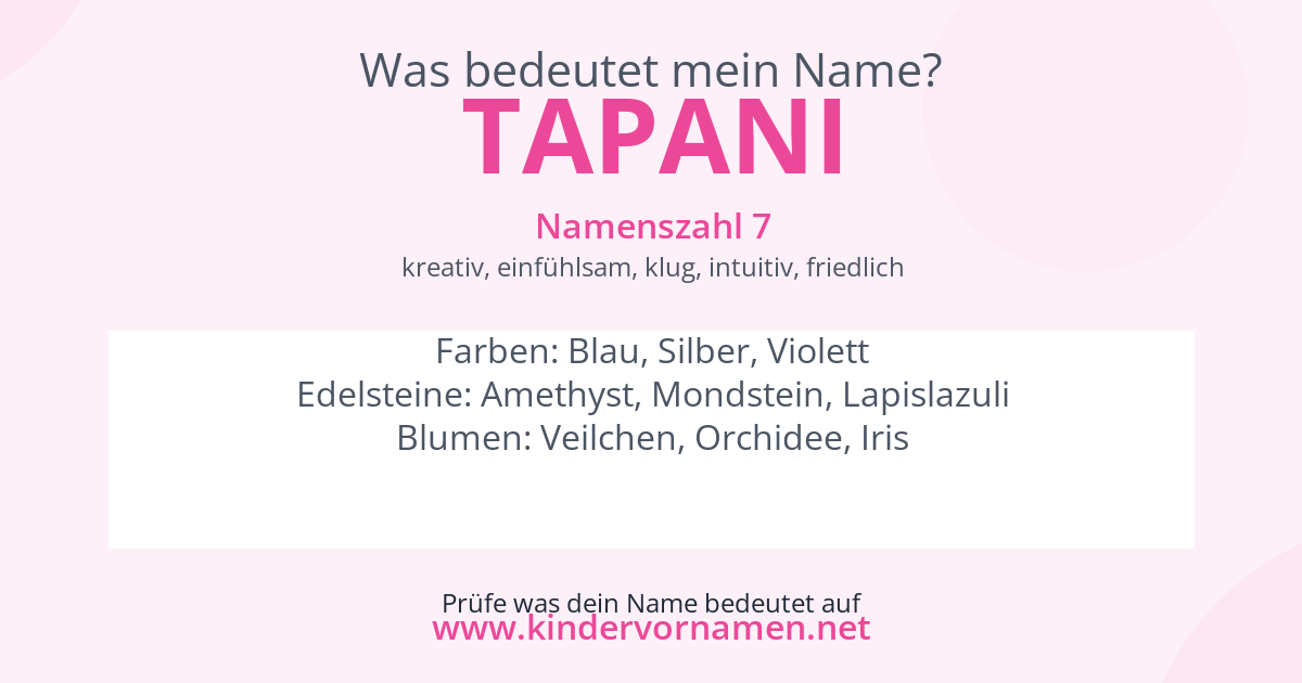 Was bedeutet der Name Tapani?