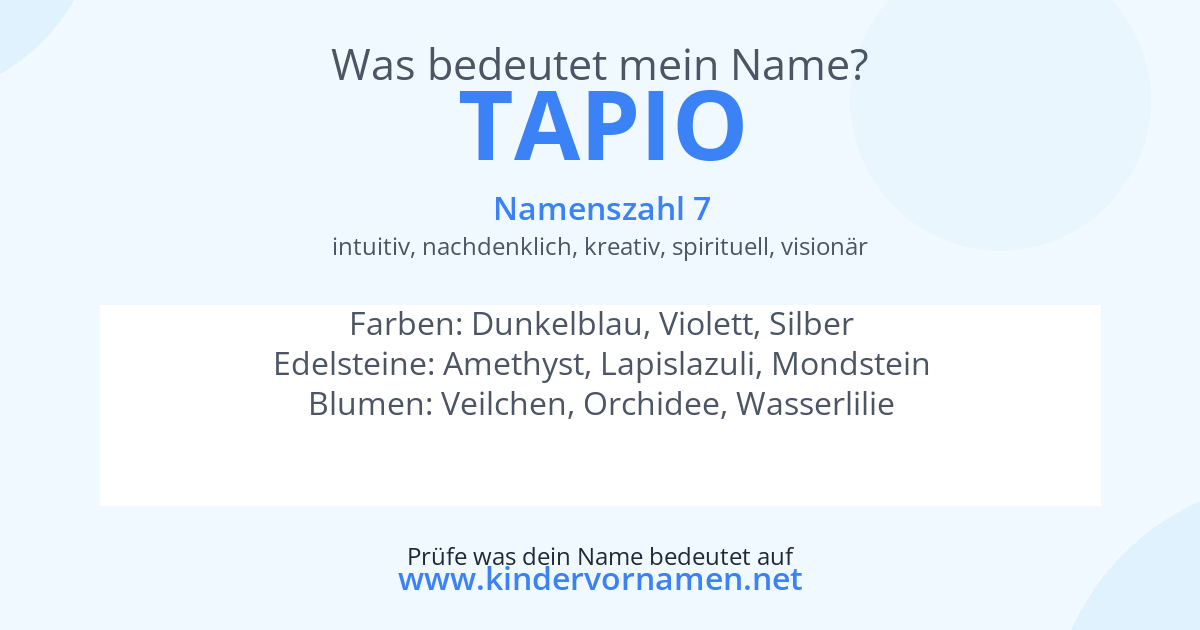 Was bedeutet der Name Tapio?