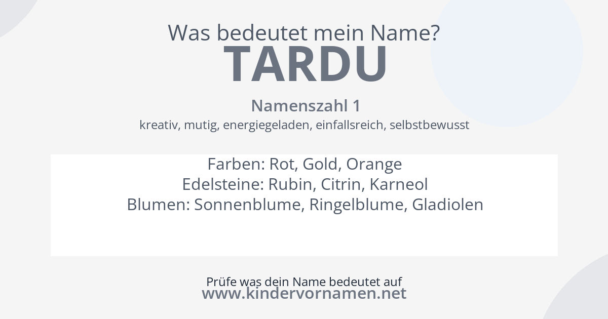 Was bedeutet der Name Tardu?