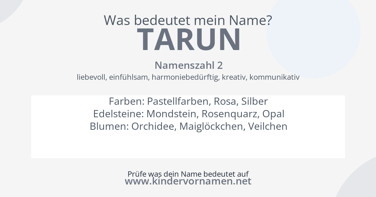 Was bedeutet der Name Tarun?