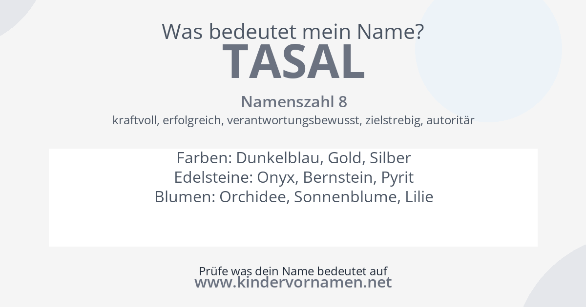 Was bedeutet der Name Tasal?