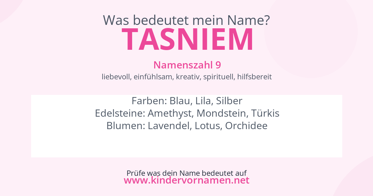 Was bedeutet der Name Tasniem?
