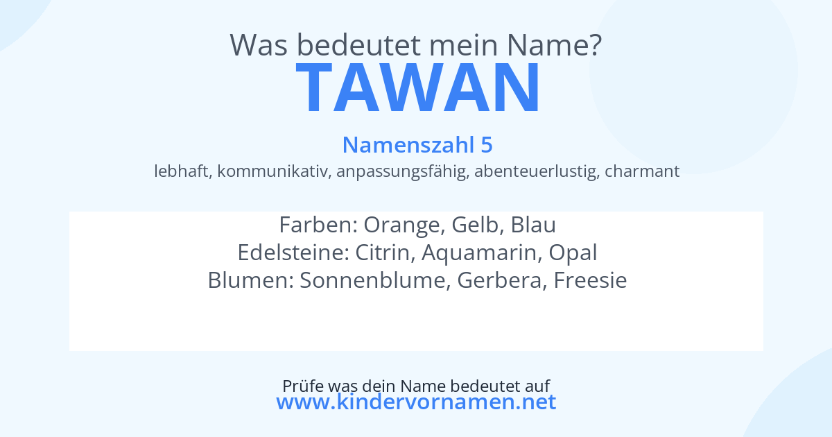 Was bedeutet der Name Tawan?