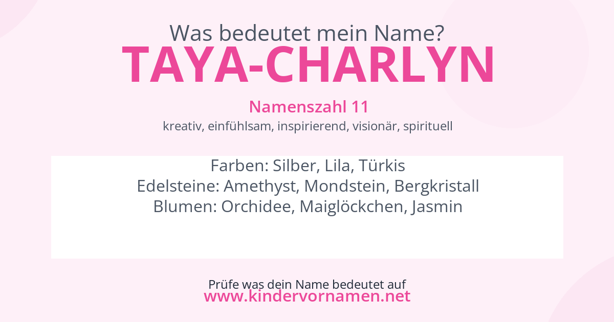 Was bedeutet der Name Taya-Charlyn?