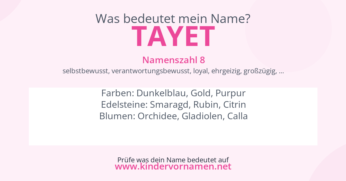 Was bedeutet der Name Tayet?