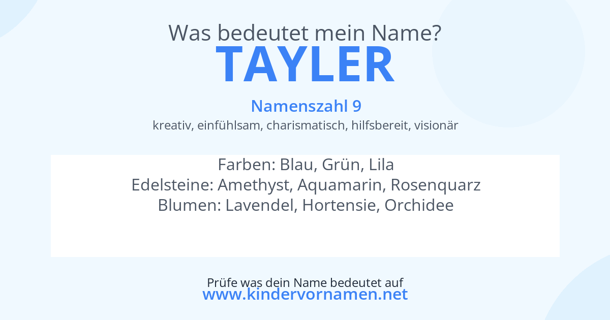 Was bedeutet der Name Tayler?